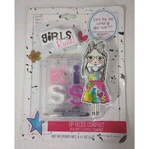 NEW Girls Rule KISS Lip Gloss Compact Cotton Candy Flavor